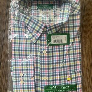 Masters Peter Millar Red and Blue Casual Button Down Shirt - unopened!